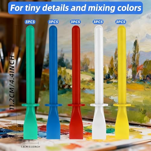 Glue Spreader Tool Set 15 Pcs, Plastic Glue Applicator Sticks for Woodworking, DIY Crafts, Epoxy Resin – Flatback Adhesive Spreaders, Durable & Easy-Clean, 5 Colors
