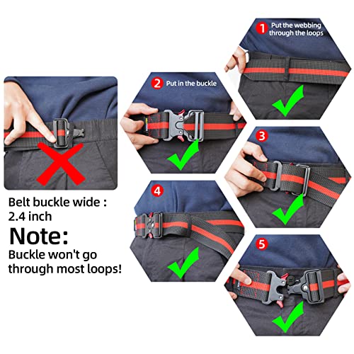 MELOTOUGH 2" Nylon Web Work Tool Belt for Men with Heavy Duty Quick Release Rugged Metal Buckle outdoor men's belt Tool Belts, Tool Web Work Belt Buckle 2" inch Wide belt Black Simple Style（Black）