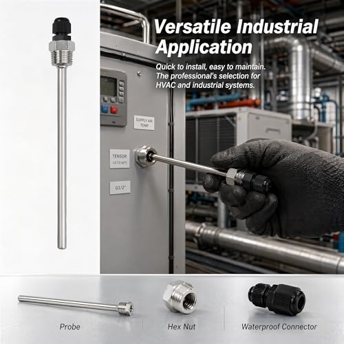Immersion Sleeves G1/2 Inch, Pack of 2 Stainless Steel Immersion Sleeves for Temperature Sensors | Immersion sleeves for temperature sensors and thermocouples, 200 mm