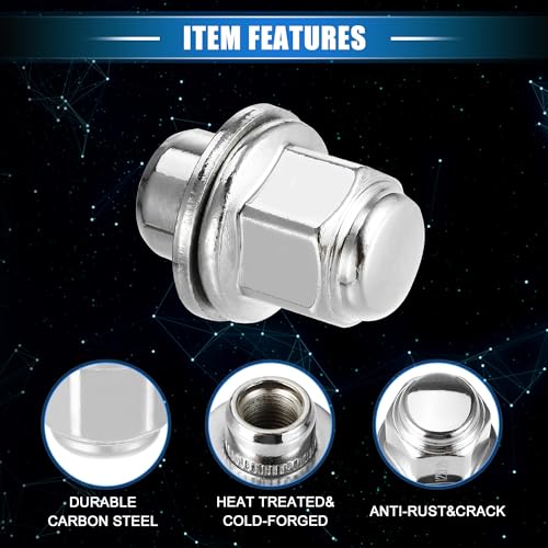 20 Pcs Wheel Lug Nuts Compatible for INFINITI EX35 G25, Durable Chorme Plated M12x1.25 Carbon Steel Silver Tone Tire Lugnuts 20