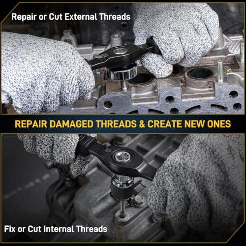 YIYEIE 8PC Ratcheting Tap Handle, 2-IN-1 Extendable Tap Wrench & Die Handle