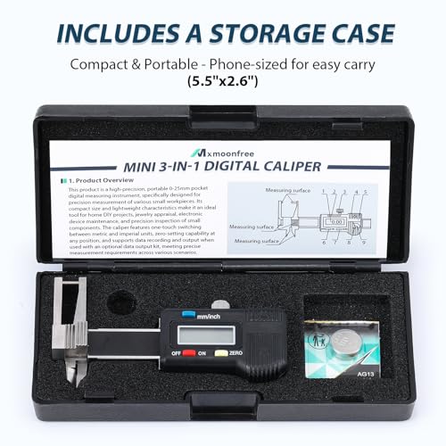 1" /25mm Mini Digital Caliper, OD ID & Thickness Gauge