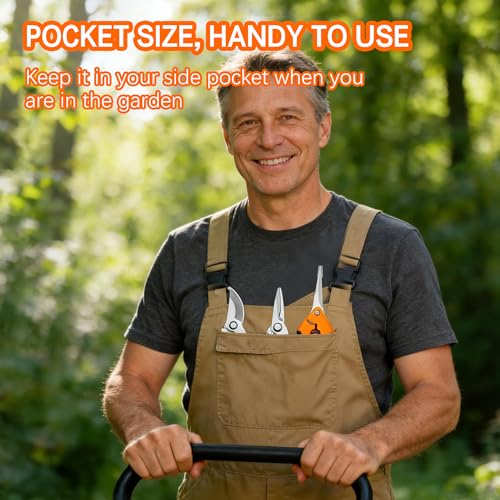 3PCS Garden Pruning Shears Set - Heavy Duty Bypass Pruners, Sharp Stainless Steel Gardening Scissors with Ergonomic Handle, Secateurs for Plants, Flowers, Fruit Trees, Bush Trimming (Orange) Orange