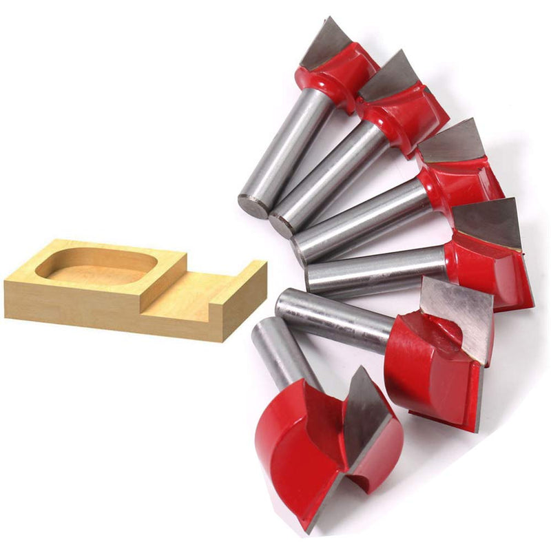 ASNOMY 8mm shank floor cleaning milling cutter set, 6 pieces milling cutter end mill woodworking tool bit, double-edged face milling cutter- 18/20/ 22/25/30/32mm 6pcs-18/20/ 22/25/30/32mm