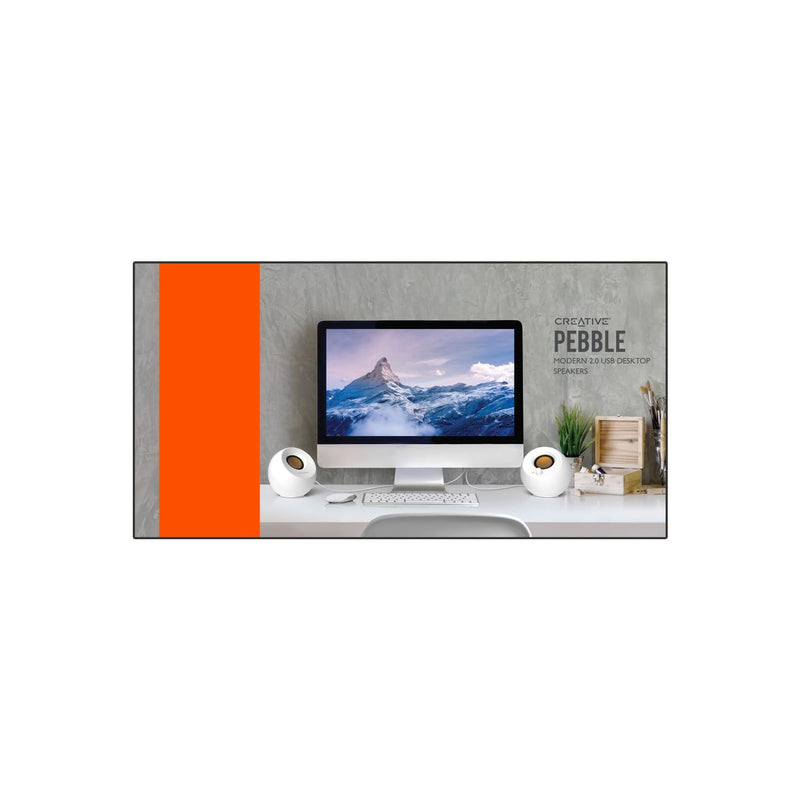 Creative Pebble 2.0 USB-Powered Desktop Speakers with Far-Field Drivers and Passive Radiators for PCs and Laptops (White) White