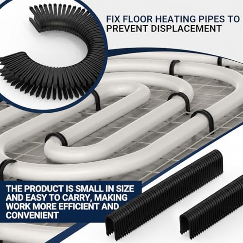 1100 Pcs PEX Pipe Staples for Foamboard Stapler, 1.65 Inch U-Shaped Staples for 3/4 Inch Radiant Floor Heating Pipe, Fits 1 Inch and 2 Inch Foam Board, Black Floor Heating Pipe Clips
