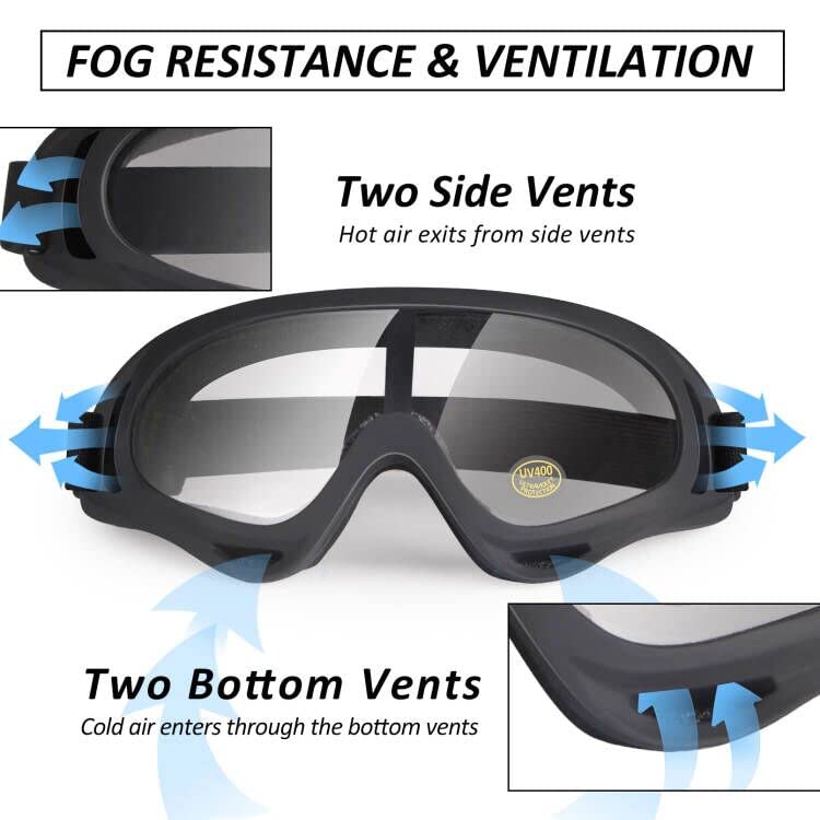 ATV Goggles Dirt Bike Goggles Motorcycle Motocross Goggles Riding Off-Road Goggles Racing MX Bike Goggles Ski UV400 Anti-Fog Impact-Resistant Dustproof Goggles Kids Youth Adult Men Women 2 Pack Black Frame/Color+clear Lens