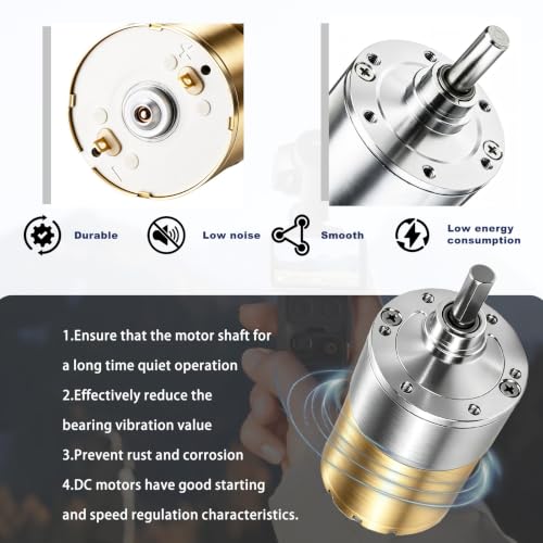 Podazz DC 12V 550RPM Gear Motor High Torque Electric Micro Speed Reduction Geared Motor Centric Output Shaft 37mm Diameter Gearbox