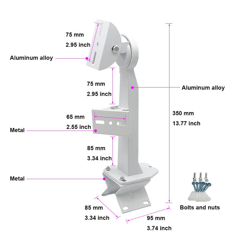 Outdoor External Right Angle Wall Corner Mount Bracket 350mm/13.77inch Long Arm Bracket for Dual Two Cameras CCTV Video Surveillance System Installation