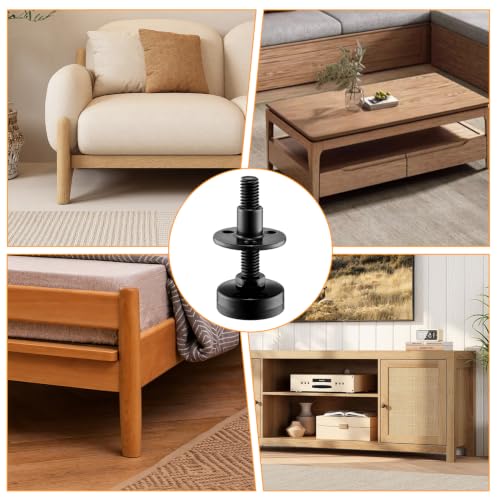 12PCS 3/8" Adjustable Furniture Levelers with Felt Pads & T-Nuts