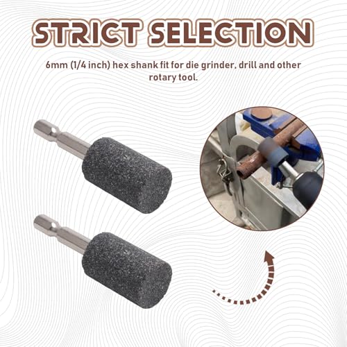 8 Piece Cylinder Whetstone - 1/4 Hex Shank Grinding Stone Mounted Grinding Tip for Rotary Drilling Tools (20mm)