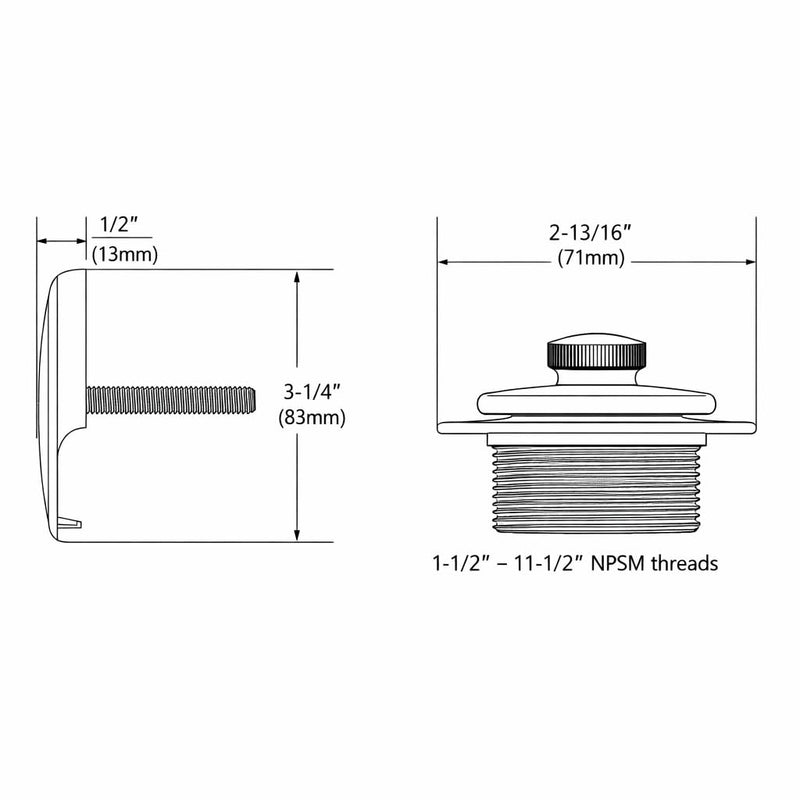 Moen Chrome Push-N-Lock Metal Tub and Shower Drain Kit and Overflow Cover with 1-1/2 Inch Threads, T90331 1.5 Inches (Pack of 1)