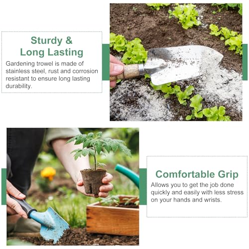 HARFINGTON 4pcs Seeding Widger 13.4 x 0.8 Stainless Steel Garden Seed Planting Shovel Trowel Long & Narrow Widger for Planting Weeding Digging