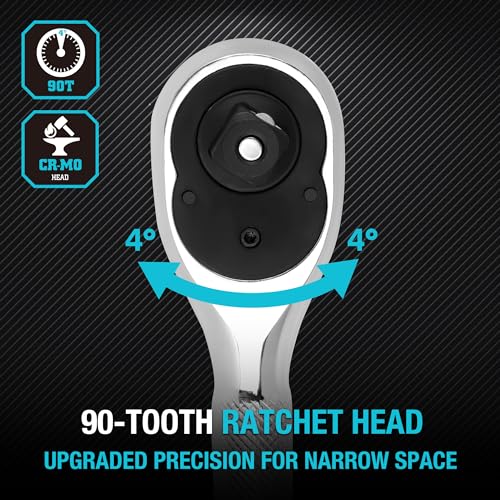 DURATECH 3-Piece Stubby Ratchet Wrench Set, 90-Tooth, 1/4", 3/8", 1/2"drive 1/4" & 3/8" & 1/2" Ratchet Set (3-Piece)