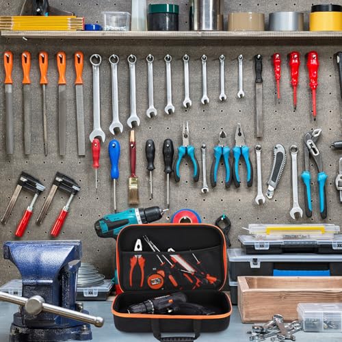 6 Pack Hard Storage Tools Case 13 x 8.8 x 3.5 Inch Empty Drill Tool Organizer Replacement with Handle and Zipper Reusable Hard Carrying Bag for Hand Tools & Electronic Accessory, Case Only