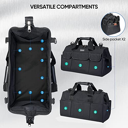TICONN 16in Tool Bag with Waterproof Soft Bottom + Tool Pouch (6PK Combo)