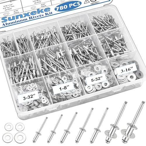210pcs Black Pop Rivets Assortment Kit,7 Sizes Large Flange Aluminum Rivets(1/8 inch 3/16 inch 1/4 inch),Assorted Blind Rivets for DIY/Automotive Repairs/with Box