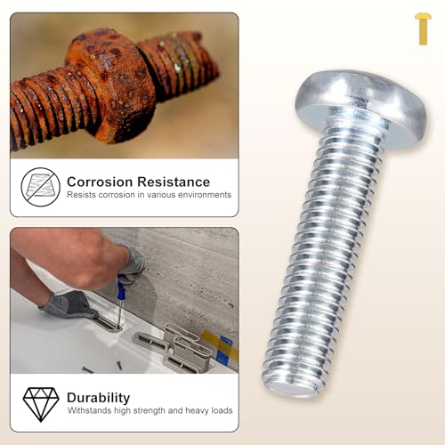 METALLIXITY #8-32 Phillips Pan Head Bolt Kit 370Pcs Carbon Steel #8-32x1/2"/3/4"/1"/1-1/4"/1-1/2"/2" 370