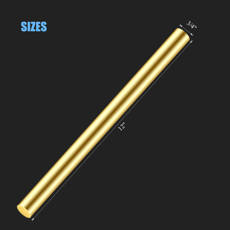 DYWISHKEY 1 Pieces 12 inches 3/4 inch Brass Rods, Brass Round Stock Lathe Bar Stock for DIY Craft Making, Handle Pin, Brass Rod 3/4 inch in Diameter, 12 inches in Length 3/4"x12"