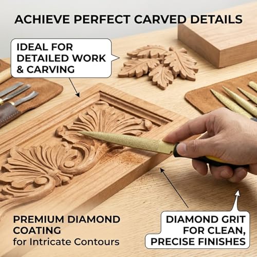 Golden Wood Rasp 6PCS, 4"-6"-8"-10" High Carbon Steel Tapered Rasps File for Sharping Carving Wood Woodworking