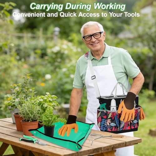 Gardening Tool Set with Tote Bag Heavy-Duty Garden Tools Gift for Beginning