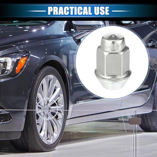 20 Pcs Wheel Lug Nuts Compatible for Chevrolet Malibu Impala for Buick Encore, Durable M12 x 1.5 Carbon Steel Silver Tone Tire Lugnuts 20