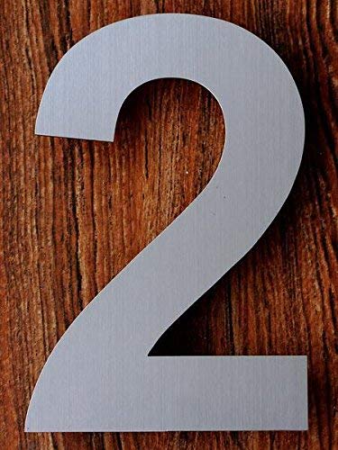 QT Modern House Number - 6 Inch - Brushed Stainless Steel (Number 2 Two), Floating Appearance, Easy to install and made of solid 304 Number - 2