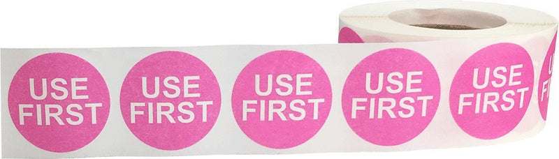 Dissolvable Use First Labels for Food Rotation Shelf Life Prep 1 Inch Round Circle Dots 500 Adhesive Stickers 1" Circle