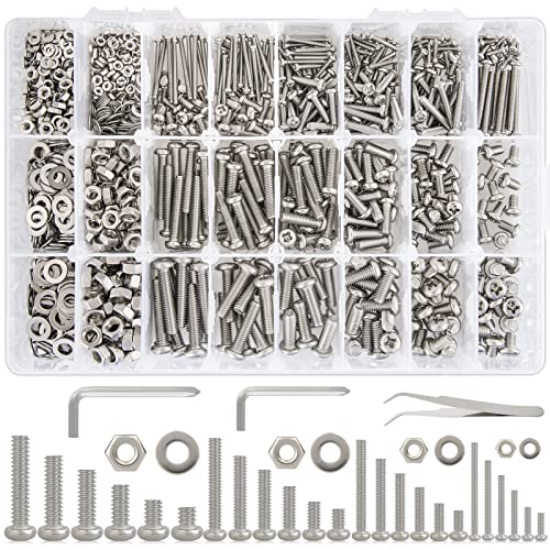 1720Pcs 24 Size M2 M3 M4 M5 Hex Button Head Screw Set + Pan Head Phillips M2 M3 M4 M5 Machine Screws