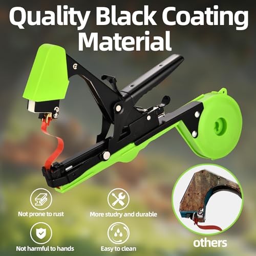 SUCA Plant Tying Machine, Plant Tape Cattle Panels for Garden,Plant Vine Tying Tool with 10000pcs Staples 21 Rolls Tape Plant Tape Gun for Grapes,Tapener (tapetool set1pcs), Green