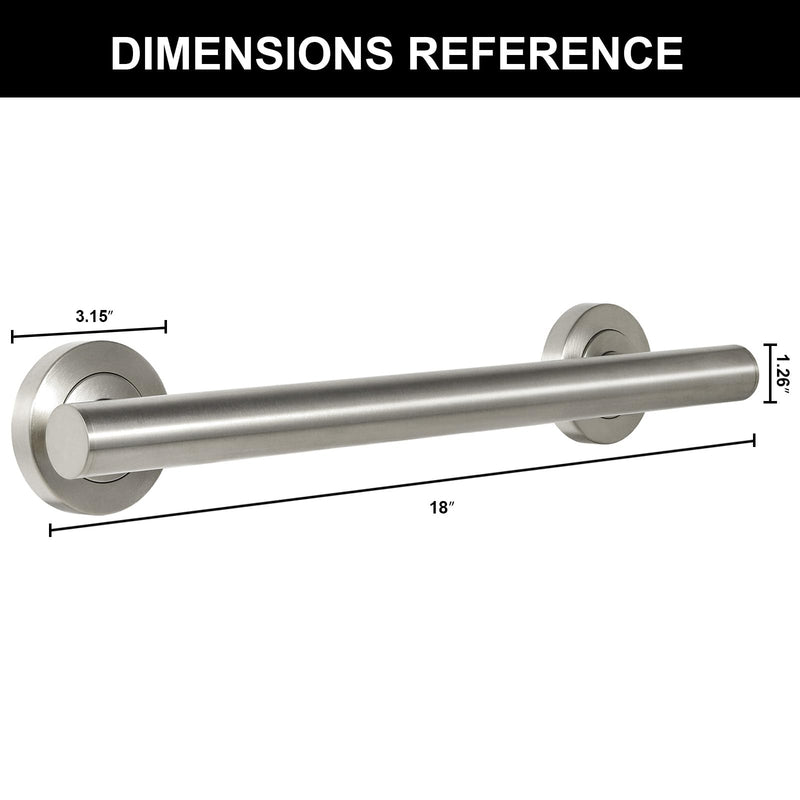 Lava Odoro Shower Grab Bar, Modern Stainless Steel Handicap Grab Bar for Bathtubs and Showers, Shower Safety Bar for Seniors Disabled, ADA-Compliant (Brushed Nickel, 18 Inch) Brushed Nickel