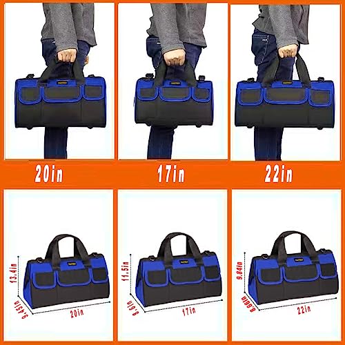 FASTECH 20 Inch Heavy Duty Tool Bag with Wide Mouth for Tool Storage,Carrier and Organizer,Tool Bag for Men/Women, Wide Mouth Tool Bag with Inside Pockets (20 Inch) 20inch
