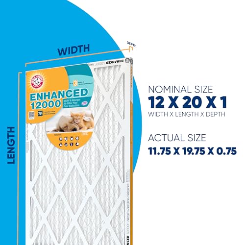 Arm & Hammer Enhanced Air Filter, 12x20x1, 4-Pack 8.0