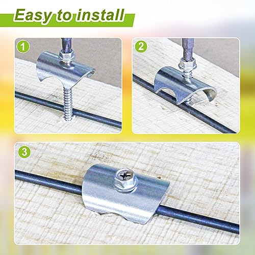 Insaga Fence Staples 304 Stainless Reusable Wire Fence Fastener Nail Screw 1.6" Screw x 100Pcs