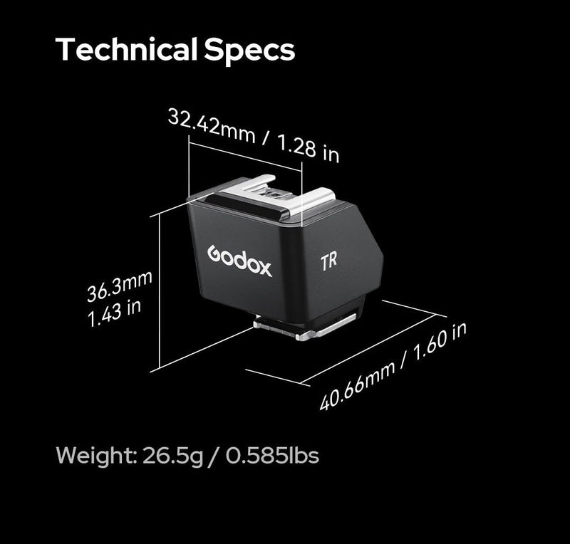 Godox TR TTL Hot Shoe Riser for Fujifilm Cameras,0-90° Angle Adjustment,30mm Height Increase, Reduce Lens Shadow Compatible with Godox iT30 Pro F,iT20 F,iT22 F,iM30,iM20,iM22 Mini Flash
