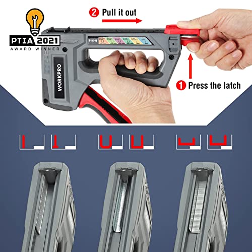 WORKPRO 6-in-1 Staple Gun, Manual Brad Nailer with 4000 Counts Staples Grey
