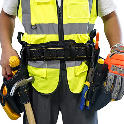 MELOTOUGH Padded Electrician Tool Belt Tradesman Pro Padded Tool Belt With D ring Hook + Pocket Tool Pouch Tool Belt Pouches with Belt Clip Utility Mini Tool Organizer Pouch for Electrician,Carpenter