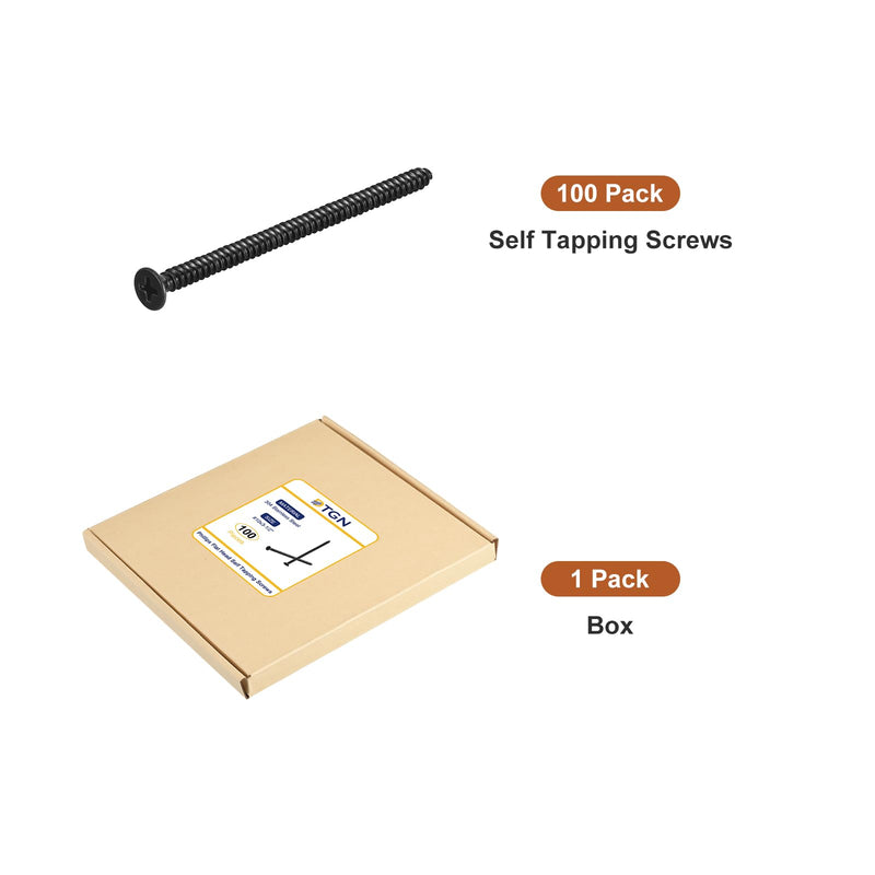 DTGN 100Pcs #10x3-1/2 Flat Head Wood Screws, 304 Stainless Steel Phillips Self Tapping Screws - Good for Woodworking, Furniture - Black #10x3-1/2" 100