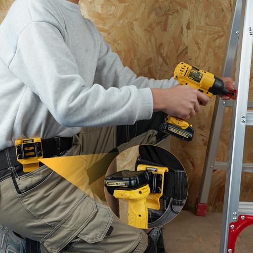 MELOTOUGH Heavy Duty Framing Nail Gun Tool Bag with Extra Storage Pockets Shoulder Strap Fits Hitachi NR83A,Drill Belt Clip,Drill Holder for Tool Belt,Drill Holster,Measuring Tape Holder(Yellow)