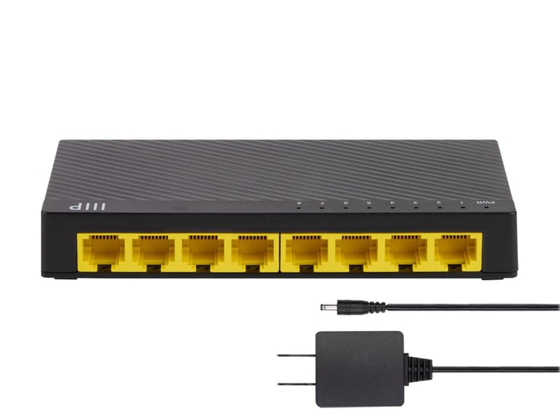 Monoprice 8-Port Gigabit Ethernet Unmanaged Desktop Switch - 10/100/1000Mbps, RJ45, IEEE 802.3ab, Plug-n-Play, Fanless Design, Jumbo Frame Support, for Gaming and Streaming, Black