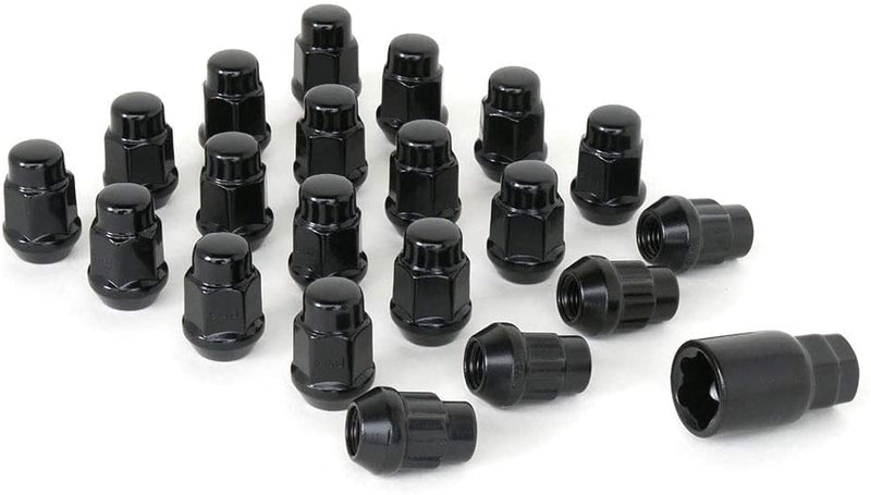 2013-2026 Dodge Durango Bulge Acorn Lug Nuts with Wheel Locks - 20 Piece Set (16 Lug Nuts + 4 Locking Nuts & Key) Premium Steel, Anti-Theft 14 mm x 1.50 Thread Black 2013-2026 Dodge Durango
