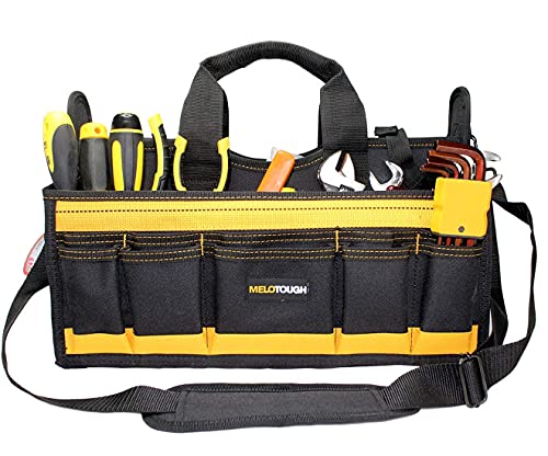 MELOTOUGH 17'' Center Tray Tool Bag with shoulder strap&Multi Tool Pouch Small Tool Bag Zipper Bag Zipper Pouches, Durable Storage Organizer Tote bag 2 Pack