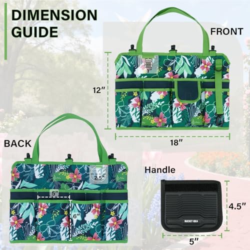 KUNN Garden Tool Organizer Belt Multifunctional Work Apron Pouch for Gardeing Florist Plumbing,Black + Bucket Tool Organizer 5 Gallon 18-Pocket Gardening Tool Bag with Hangable Handle