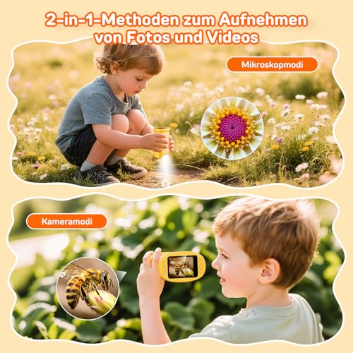 Ashfly Digital Microscope for Children, [1000x Magnification] 4K Portable Pocket Microscope for Garden, Forest & Experiments, Children's Microscope with HD 2.0 Inch Screen [Includes Photo Function