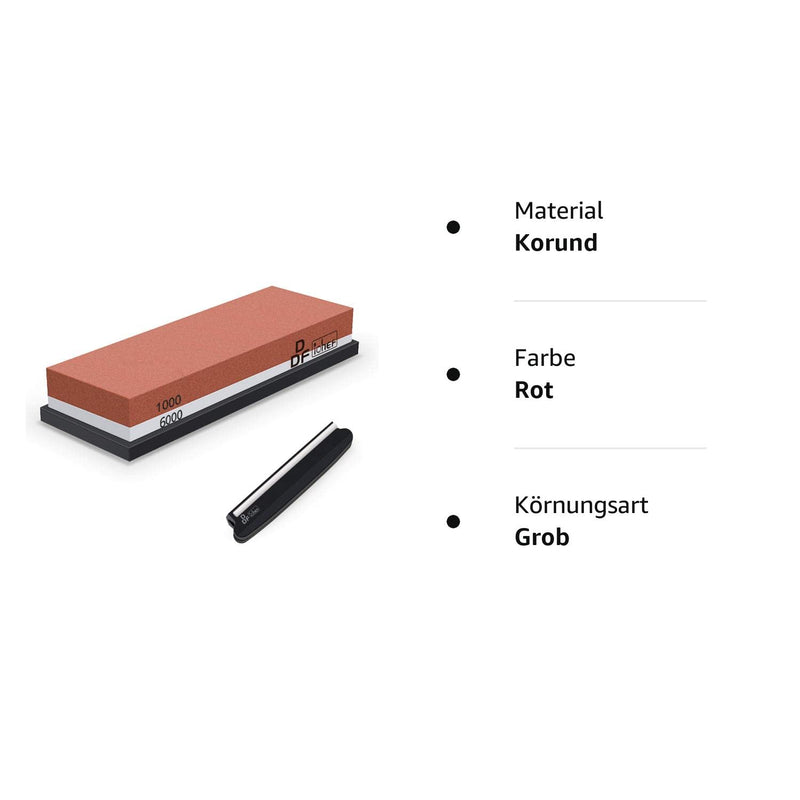 DDF IohEF whetstone, grit 1000/6000 sharpening stone, professional 2-in-1 double-sided knife sharpener with non-slip silicone holder and knife holder for knives
