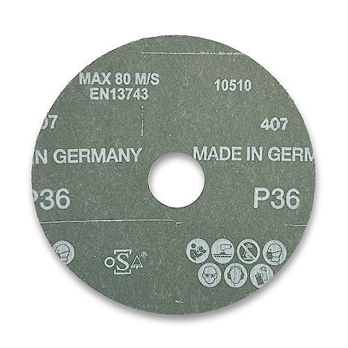 VSM 25-Pack - 5 inch 36 Grit (Coarse) - Aluminum Oxide Resin Fiber Disc, Tear-Resistant Fiber Backing, Durable, Hand-Held Machine Compatible Abrasive Discs 5"