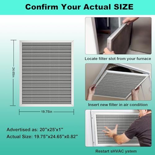 20x25x1 in. MERV 8 Reusable Washable HVAC Furnace Air Filter 20" x 25" x 1"