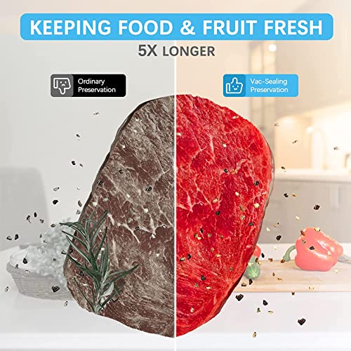 Electric Food Vacuum Sealer with Reusable Vacuum Food Storage Bags for Sous Vide Cooker -10 PCS Reusable Vacuum Sealer Bags, 4 Clips & 2 Sealing Clips, Rechargeable Vacuum Sealer Set