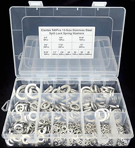 4# 6# 8# 10# 12# 1/4" 5/16" 3/8" 7/16" 1/2" 9/16" 5/8" 3/4" 304-Stainless Steel Split Lock Spring Washers Assortment Kit