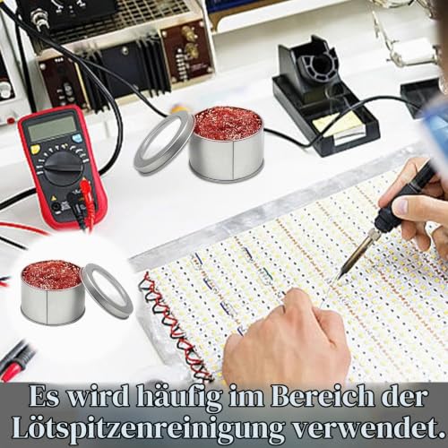 Soldering Tip Cleaner, Soldering Tips Reactivator, Brass Soldering Iron Cleaner, No Water Add, Soldering Sponge, Soldering Accessories, with Box Soldering Accessories, for Cleaning the Soldering Tip, Pack of 2